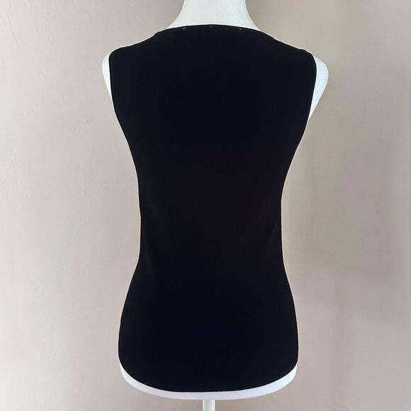 Akris Punto Stretch Viscose Knit Black Sleeveless Shell Tank w/ Crystal Detail 4 - Picture 5 of 14